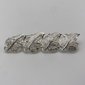 Sterling Silver 925 Scroll Leaf Brooch Scarf Pin
